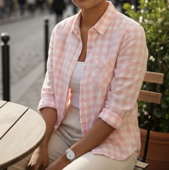 J. Crew | 100% Cotton Gingham Lightweight Button Down Womens Blouse SIZE 0 - Picture 13 of 15